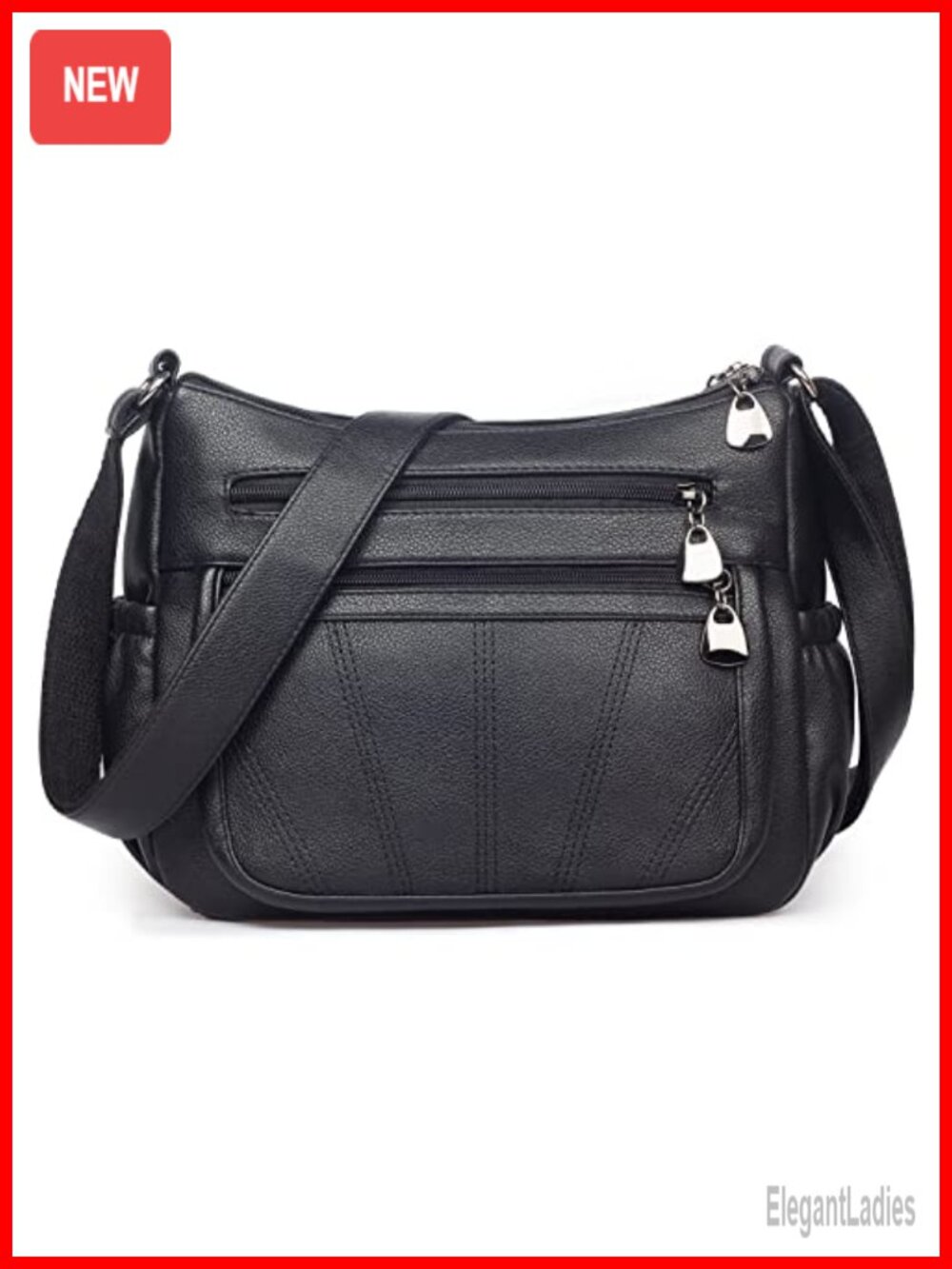 Women Crossbody Satchel Soft PU Leather Shoulder Bag Multi-Pocket Travel Tote